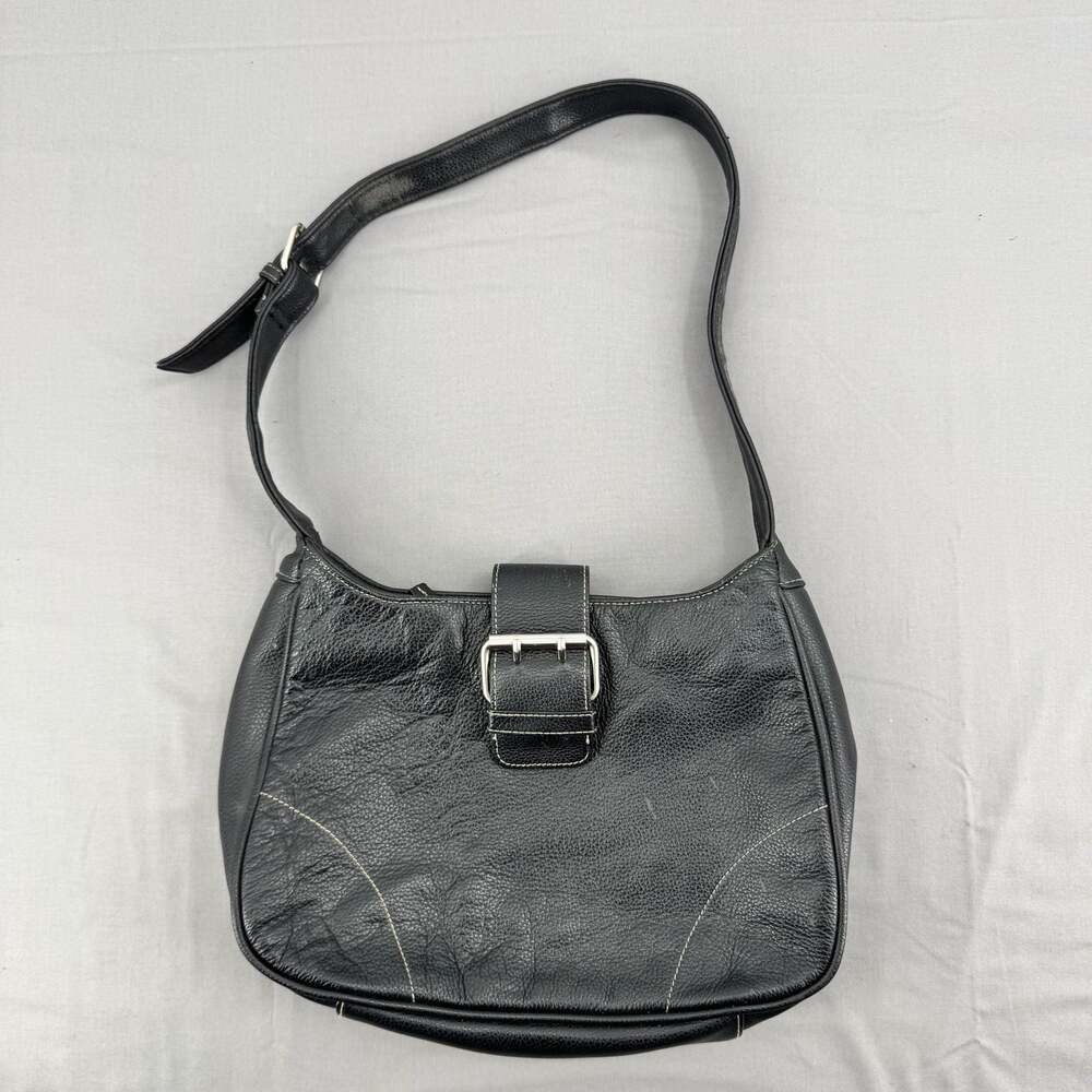 Great American Leatherworks Black Pebble Leather Shoulder Bag